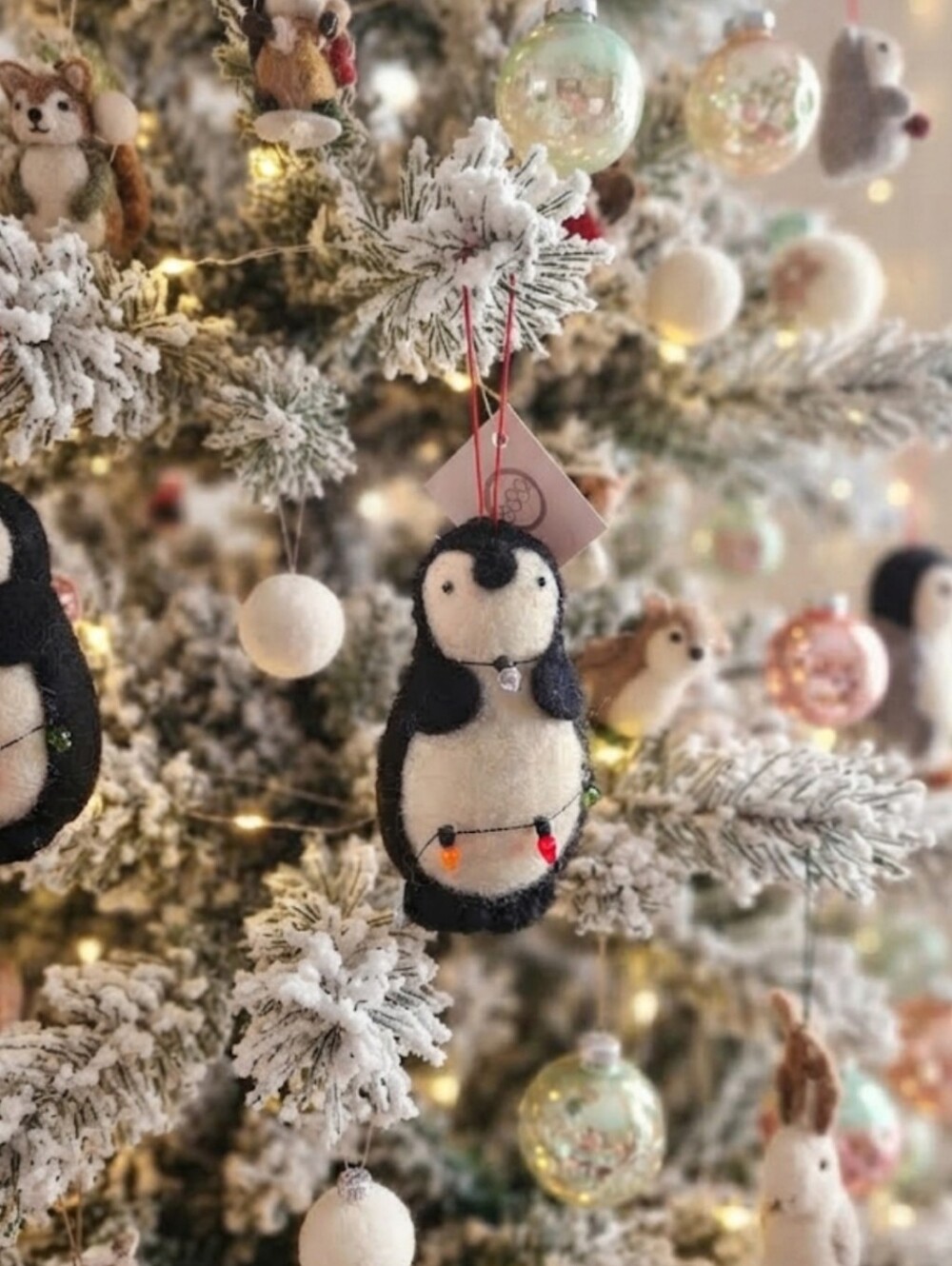 🎄 NWT Abbott Wool Felt Penguin with Christmas Lights Holiday Tree Ornament 🐧✨